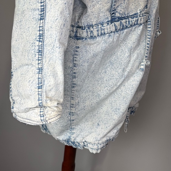 Vintage Acid Wash Denim Parka Jacket with Attached Hoodie | Size L - Picture 7 of 15